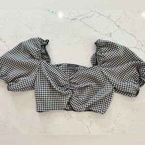 Plaid crop blouse